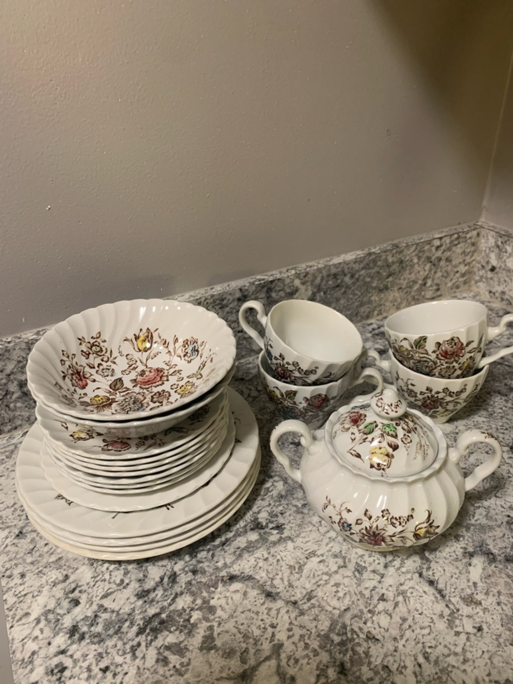 Vintage Staffordshire Bouquet England Johnson Bros Set